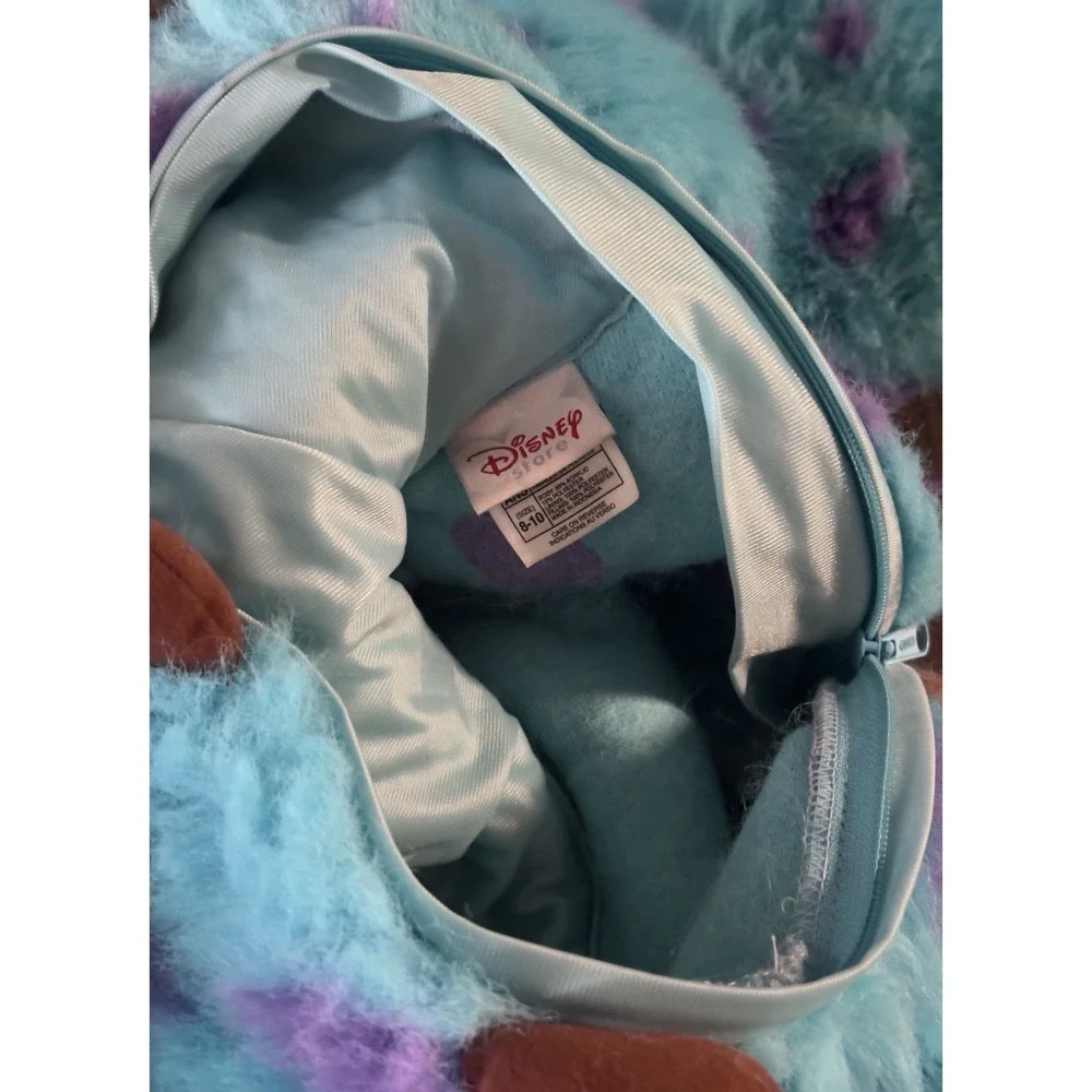 Disney Monsters Inc Sulley Costume Kids Sz 8-10 Plush Hooded Furry Jumpsuit READ